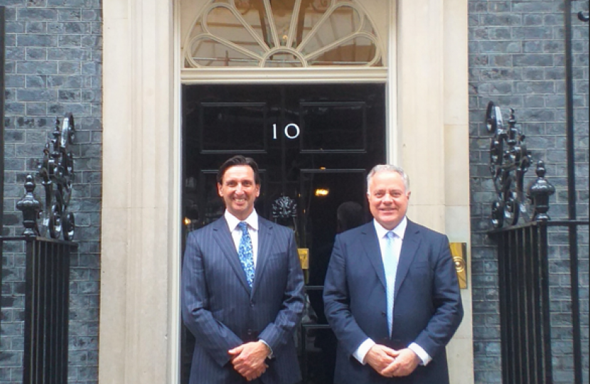 Simon Baynes MP and Dr Redman outside No 10 Downing Street