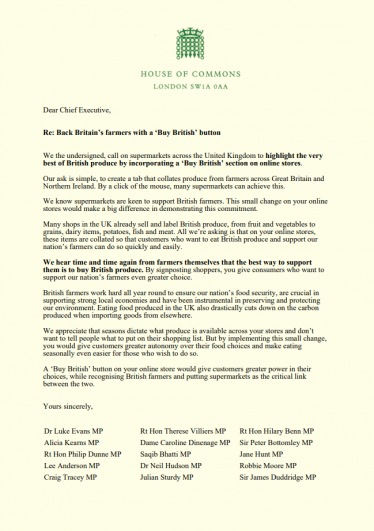 Letter Co-Signed by Simon Baynes MP (Page 1)