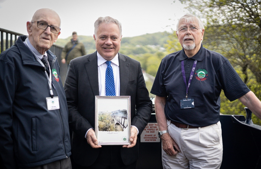 Simon Baynes MP with (left to right) Tom Lewis, Chairman of the Trust, and Colin Burman, President of the Trust. 
