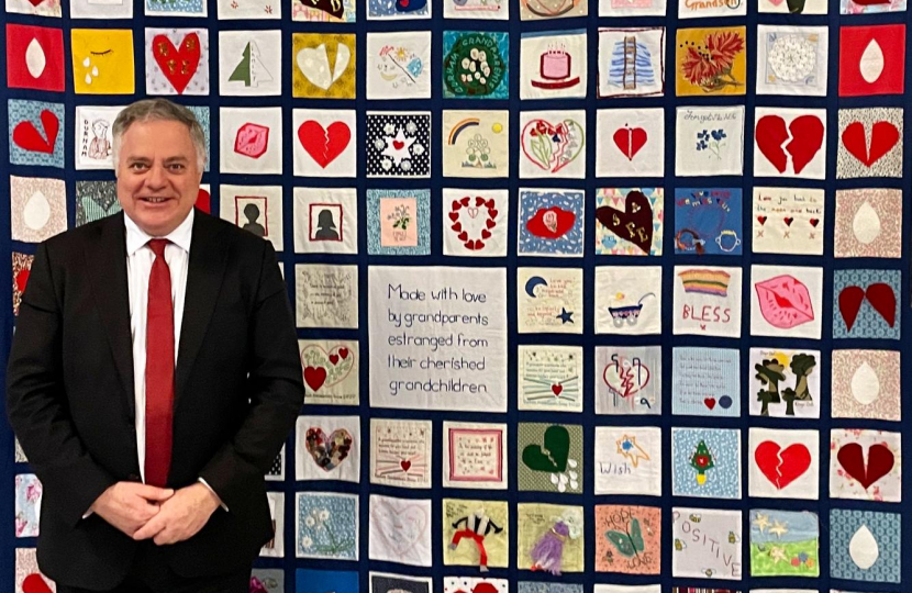 Simon Baynes MP at the opening of the Grandparents’ Quilt of Love and Hope in the House of Commons
