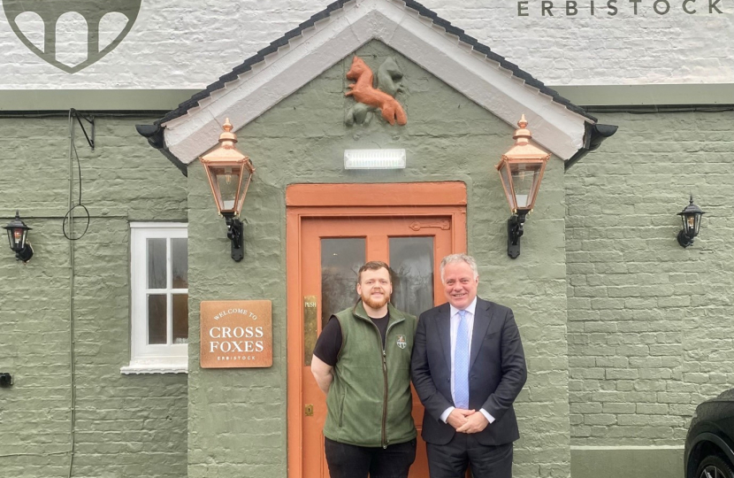 Simon Baynes MP with Sean Martin at The Cross Foxes on 12th April 2023