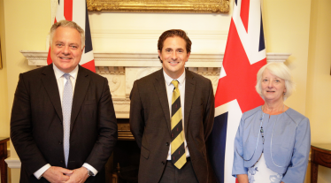 Simon Baynes MP, Rt Hon Johnny Mercer MP and Cllr Parry-Jones at No 10 Downing Street